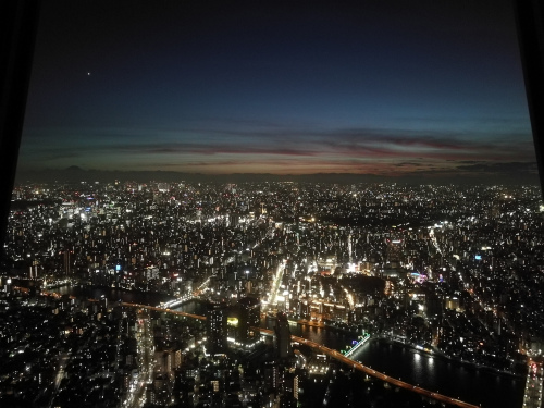 Tokio Skytreestä kuvattuna klo 19.04